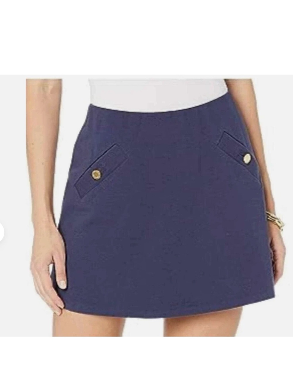 Lilly Pulitzer Navy Mini Skirt with Gold Buttons